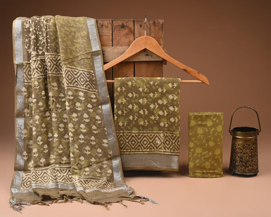 Exclusive Hand Blcok Print Lilen Suit with Lilen Dupatta