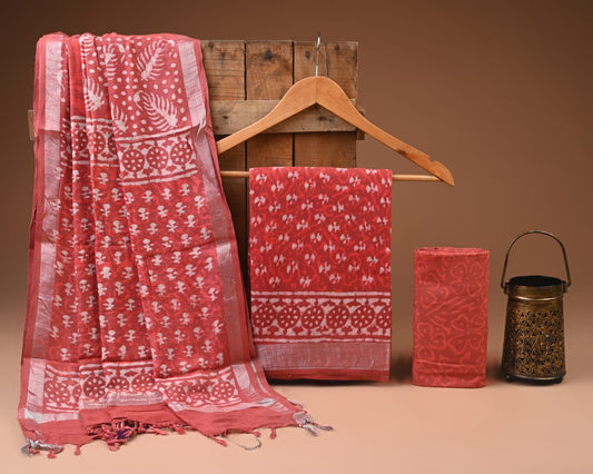 Bagru Hand Block Printed Lilen suit with Lilan Dupatta
