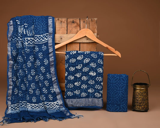 Bagru Hand Block Printed Lilen Suit With Lilen Dupatta