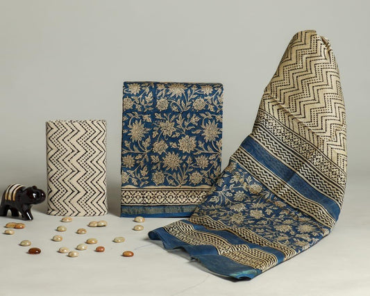 Royal Chanderi Silk Suit With Bagru Inspired Print