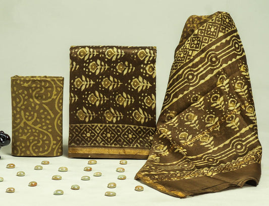 Royal Chanderi Silk Suit With Elegant Handwoven Dupatta