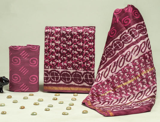 Premium Hand Block Print Chanderi Silk Suit