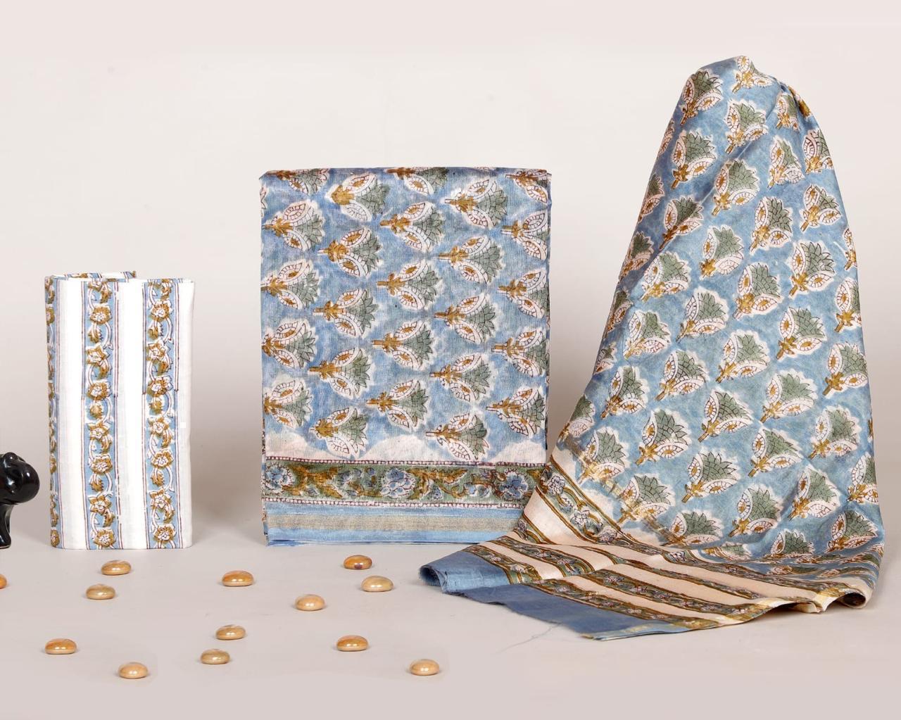 Exclusive Hand Block Print Chanderi Silk Suit