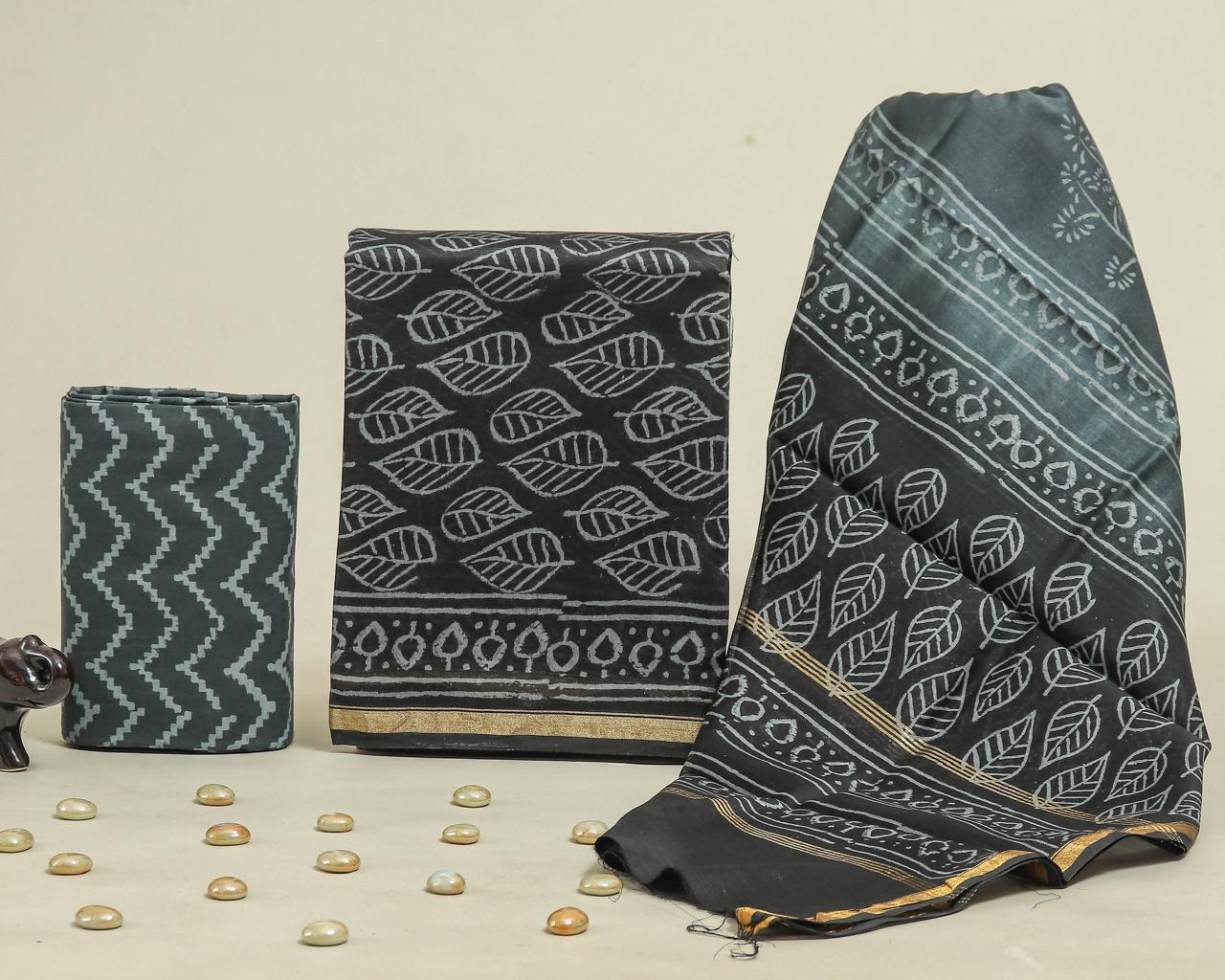 Bagru Hand Block Printed Chanderi Silk Suit Set