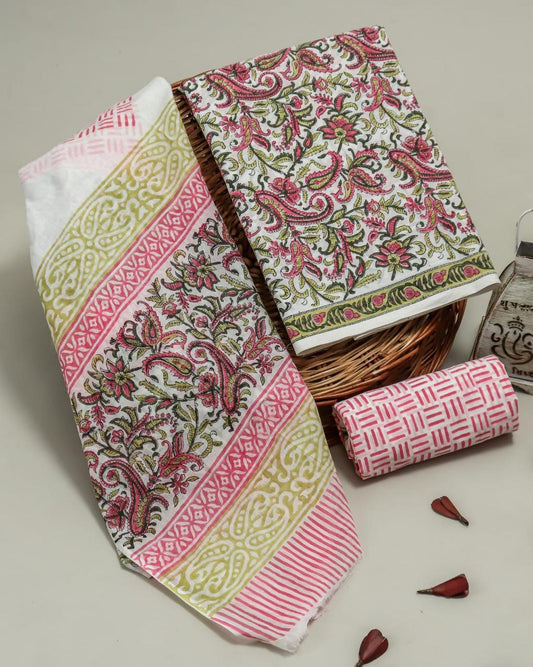 Bagru Hand Blcok Print Cotton Suit with Cotton Dupatta