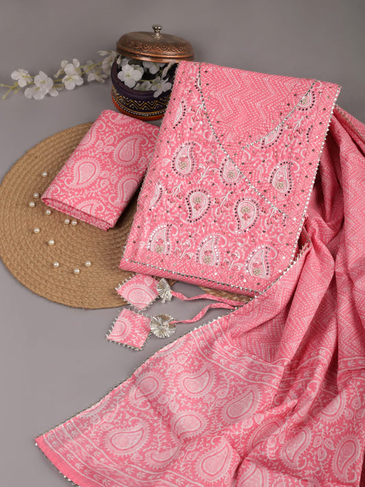 Premium Gota Patti Work Cotton Suit With Mulmul Dupatta