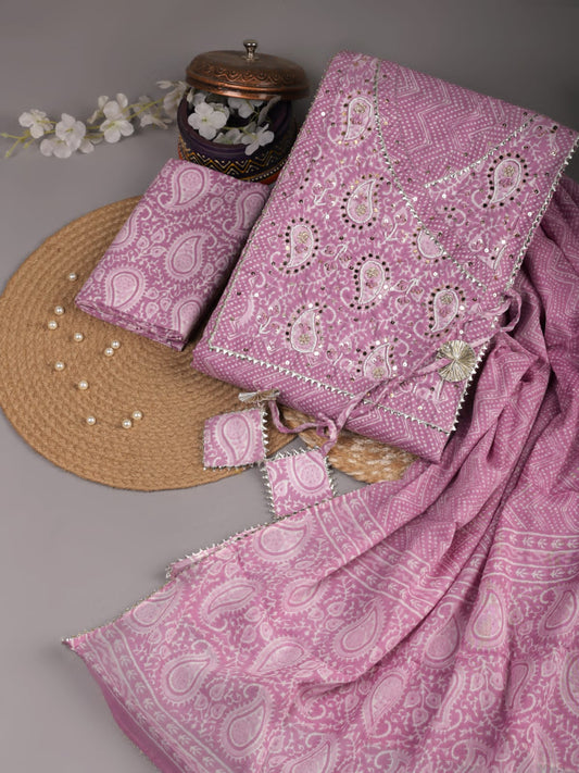Gota Patti Work Pure Cotton Suit With Mulmul Dupatta