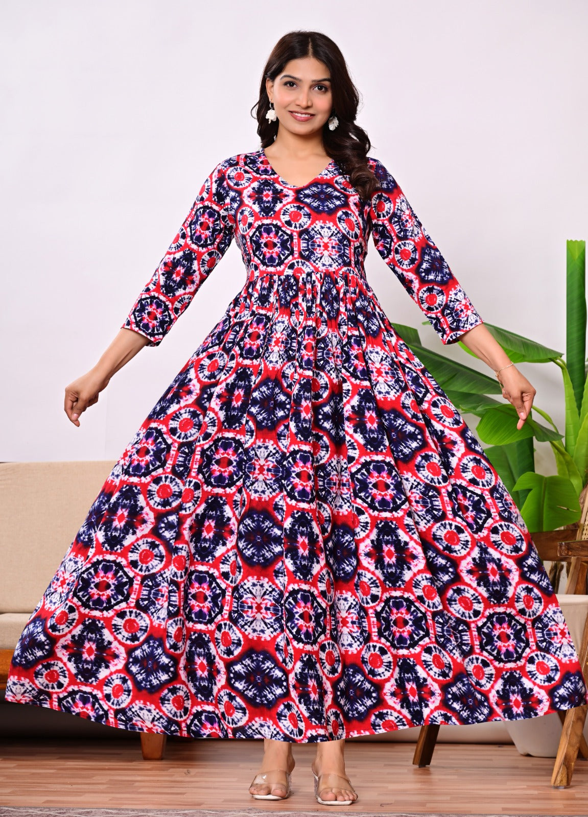 Printed Rayon Flared Kurta