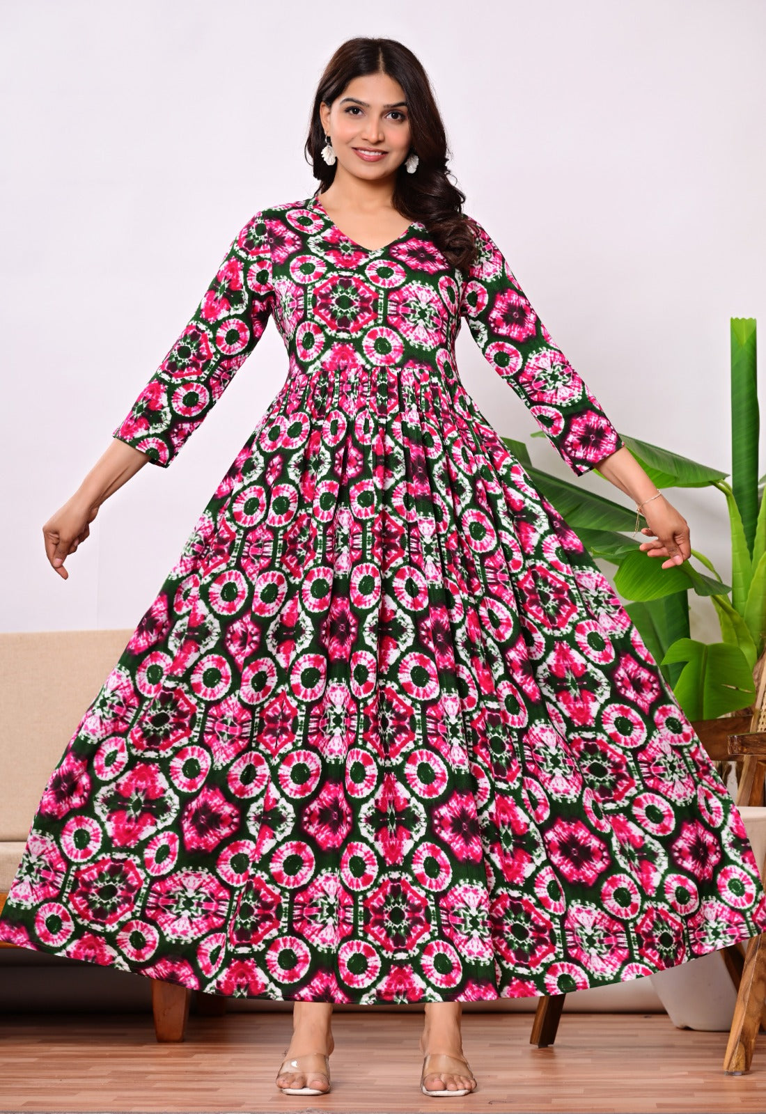 Ethnic Printed Rayon Anarkali Kurta For Women