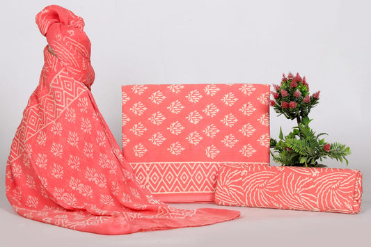 Orange Hand Block Print Organic Cotton Suit With Chiffon Dupatta (32)