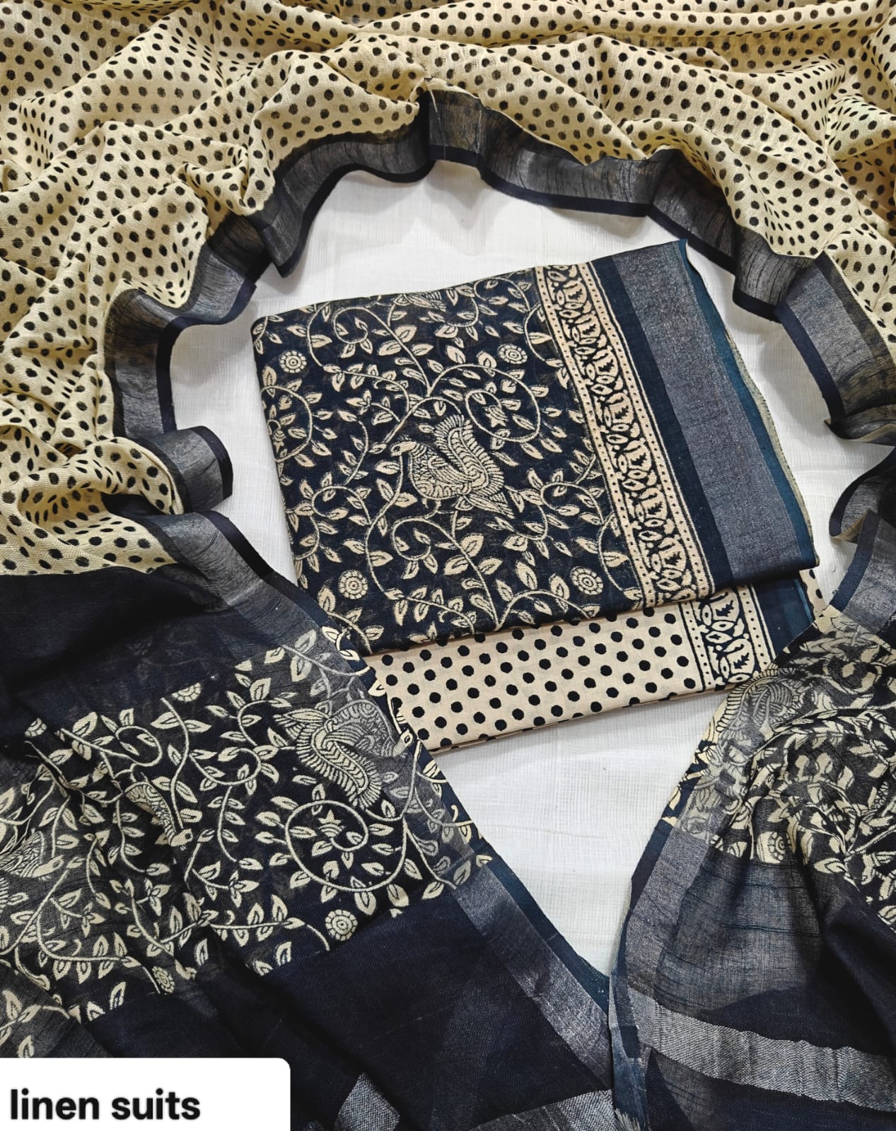 Hand Block Print Lilen Suit With Lilen Dupatta