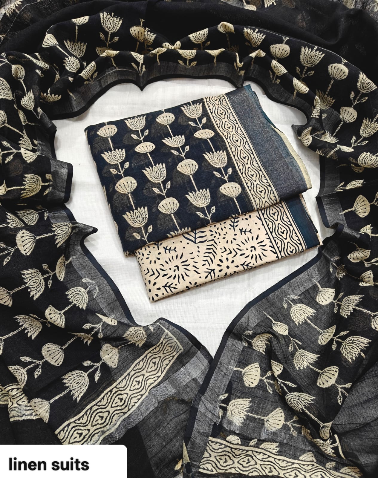 Premium Hand Block Print Lilen Suit With Lilen Dupatta