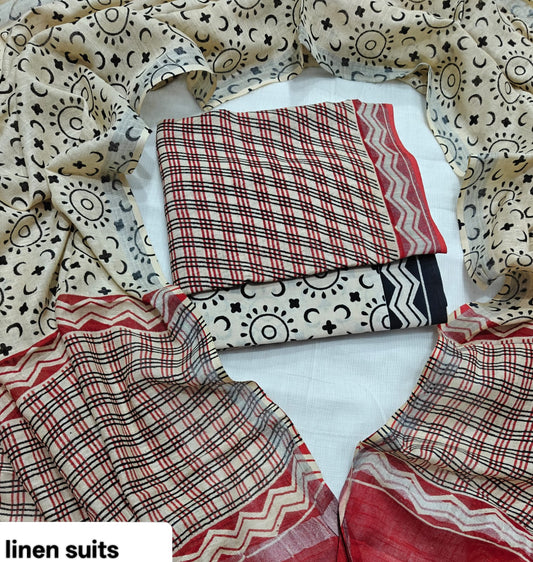 Hand Block Print Lilen Suit With Lilen Dupatta