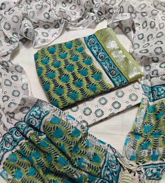 Premium Hand Block Print Lilen Suit With Lilen Dupatta