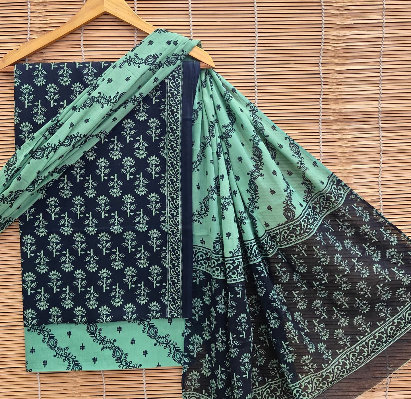 Sanganeri Print Pure Cotton Suit With Mulmul Dupatta
