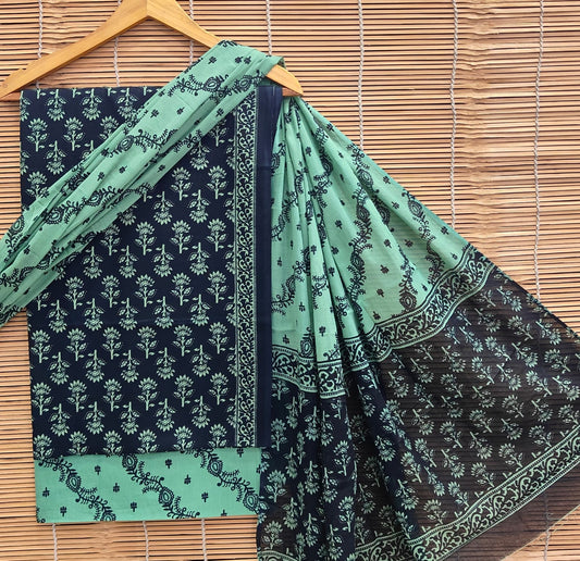 Sanganeri Print Pure Cotton Suit With Mulmul Dupatta