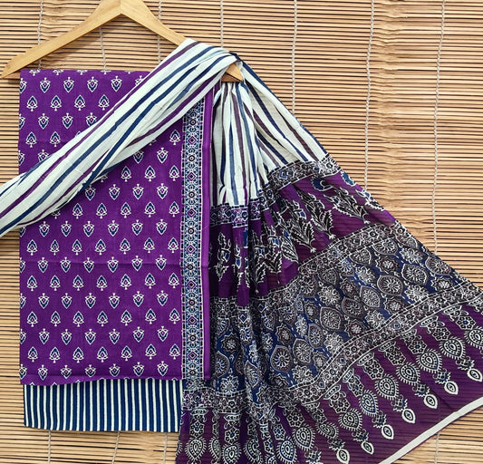 Premium Hand Block Print Cotton Suit Set
