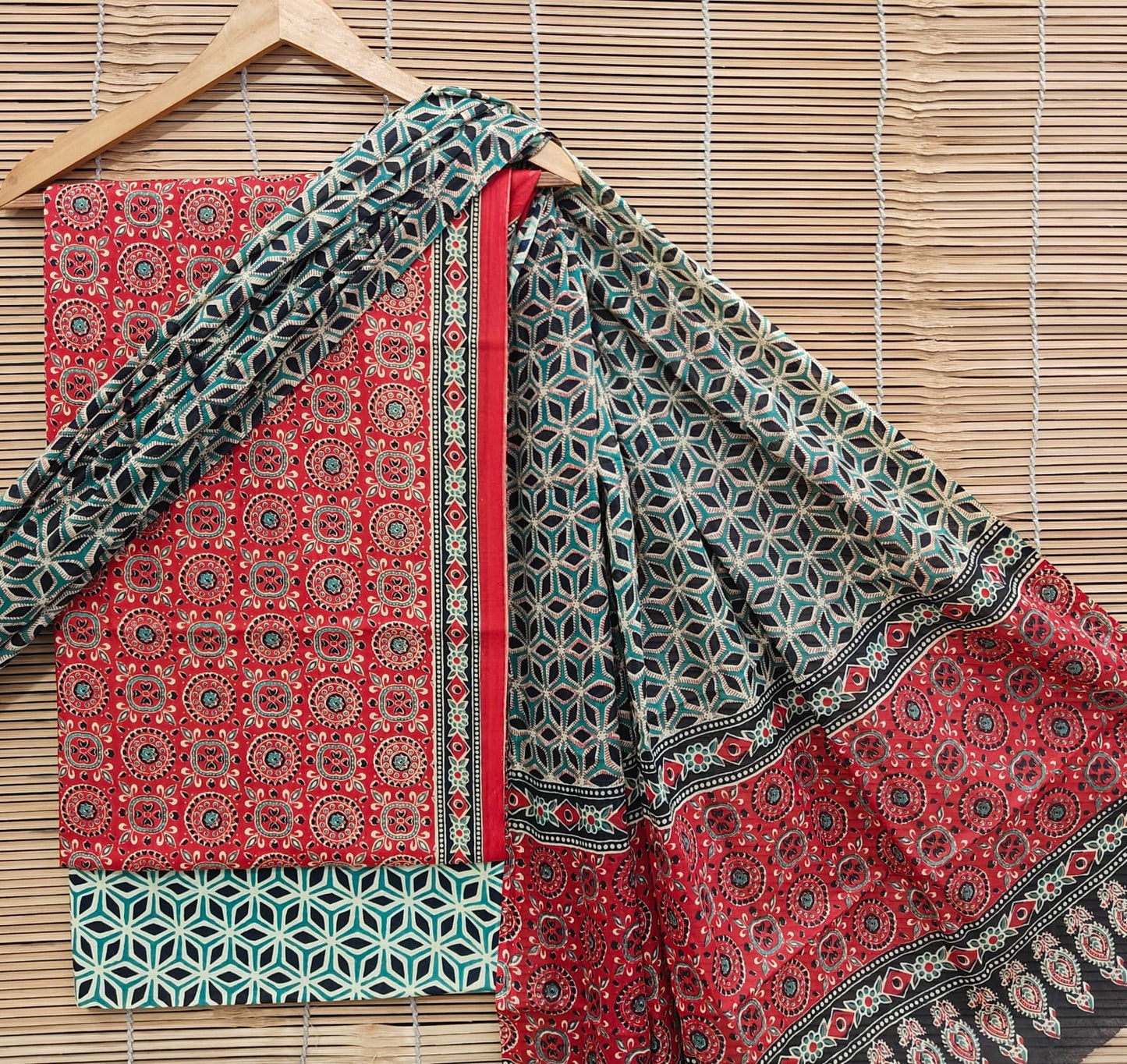 Sanganeri Printed Cotton Suit Set With Cotton Dupatta