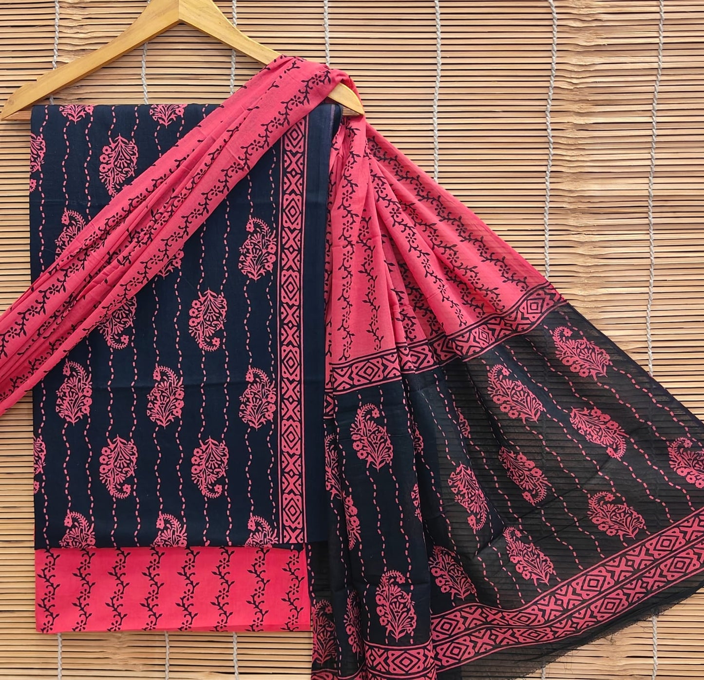 Exclusive Print Organic Cotton Suit With Mulmul Dupatta
