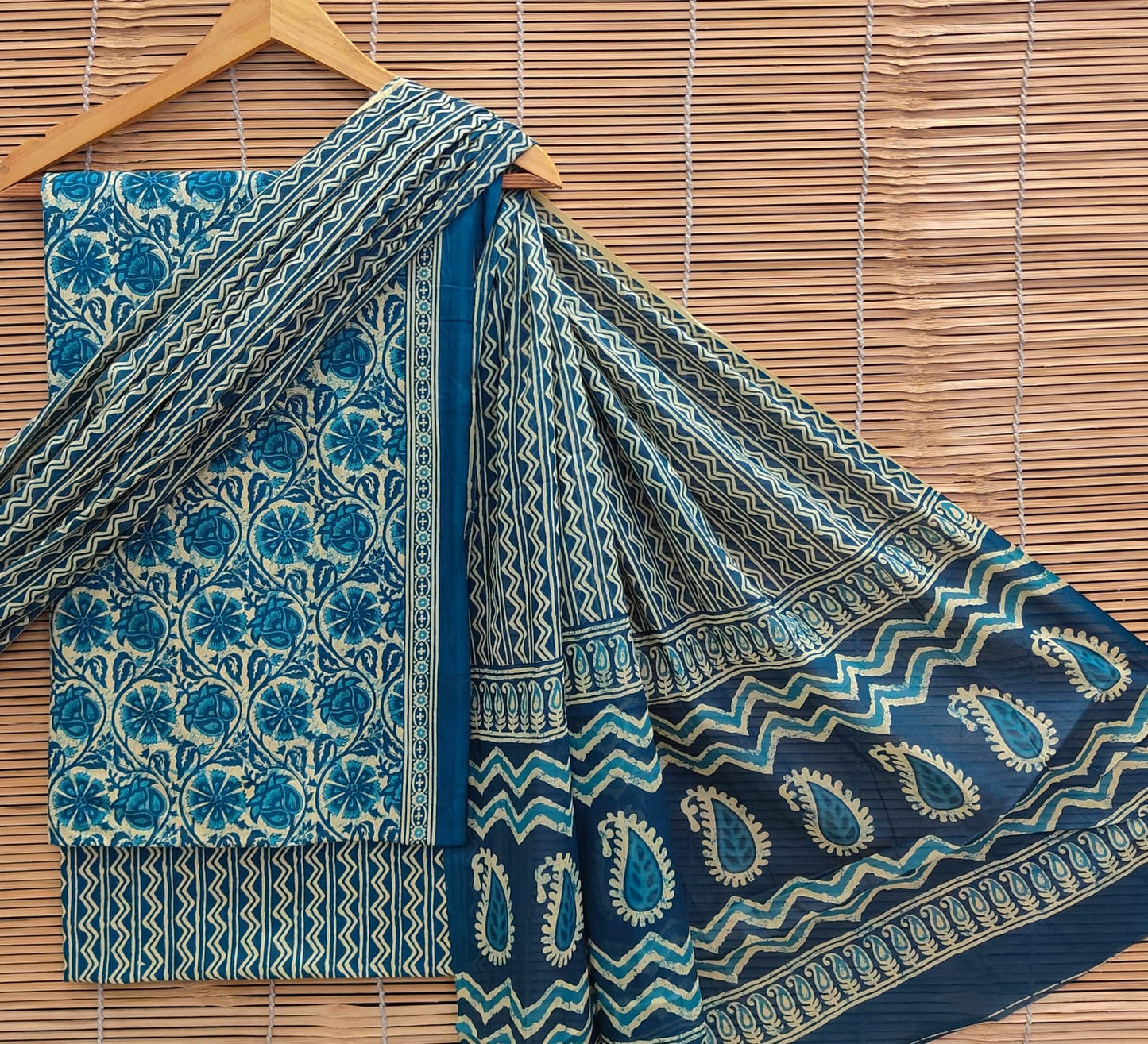 Premium Hand Block Print Cotton Suit With Cotton Dupatta