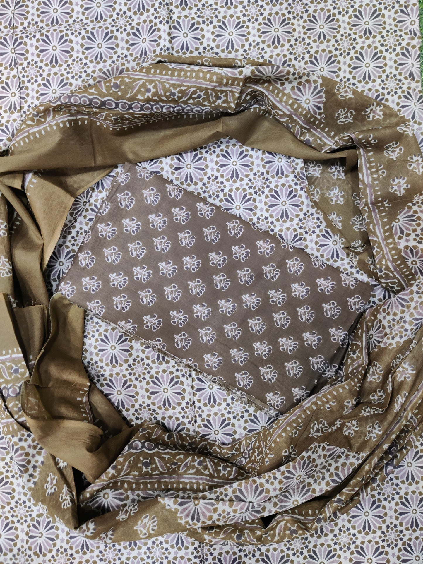 Bagru Print Soft Cotton Suit Set With Mulmul Dupatta