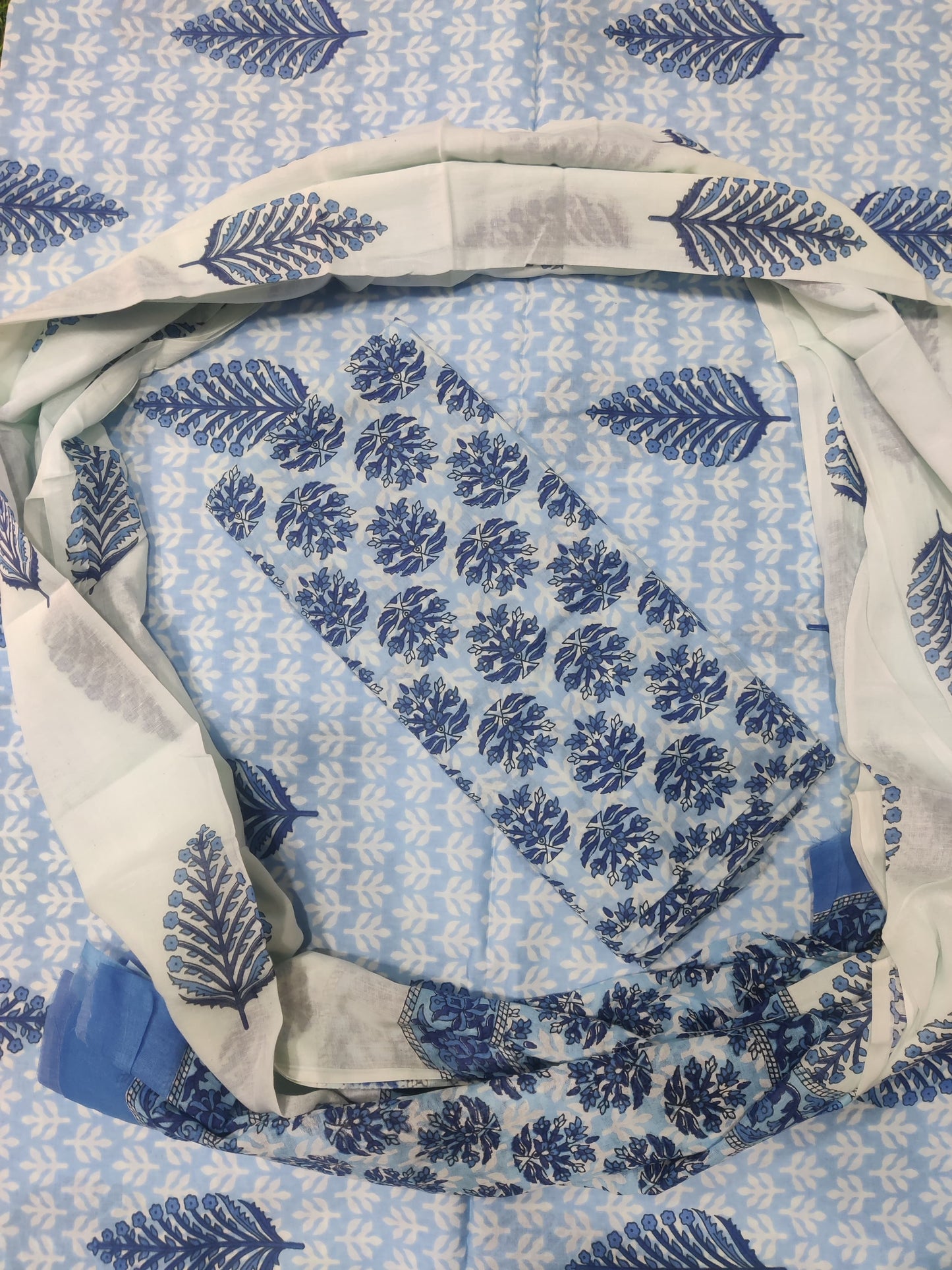 Bagru Print Soft Cotton Suit Set With Mulmul Dupatta