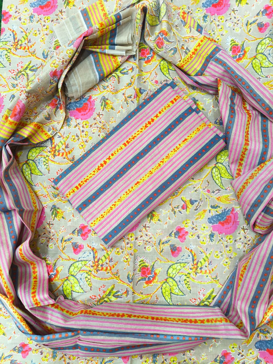 Organic Cotton Suit with Mulmul Dupatta