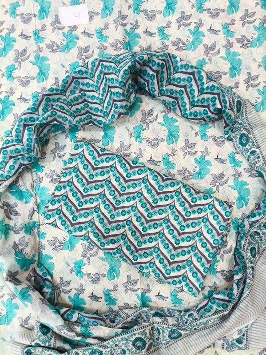 Sanganeri Print Cotton Suit With Mulmul Dupatta