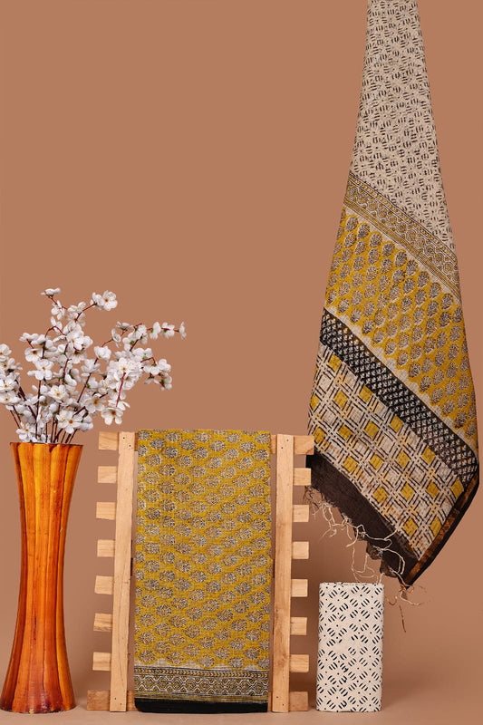 New Hand Block Printed Kota Cotton Dress Material Set