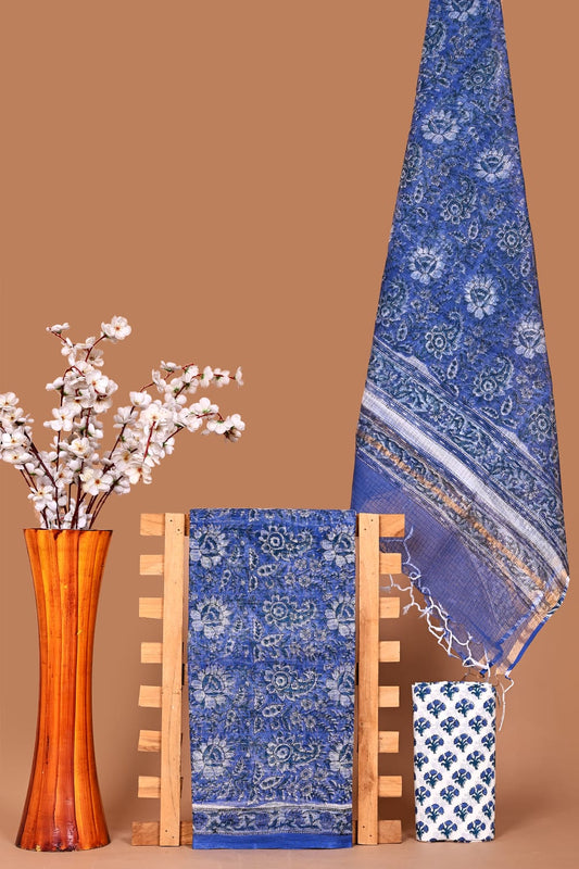 Elegant Hand Block Printed Kota Cotton Suit Material