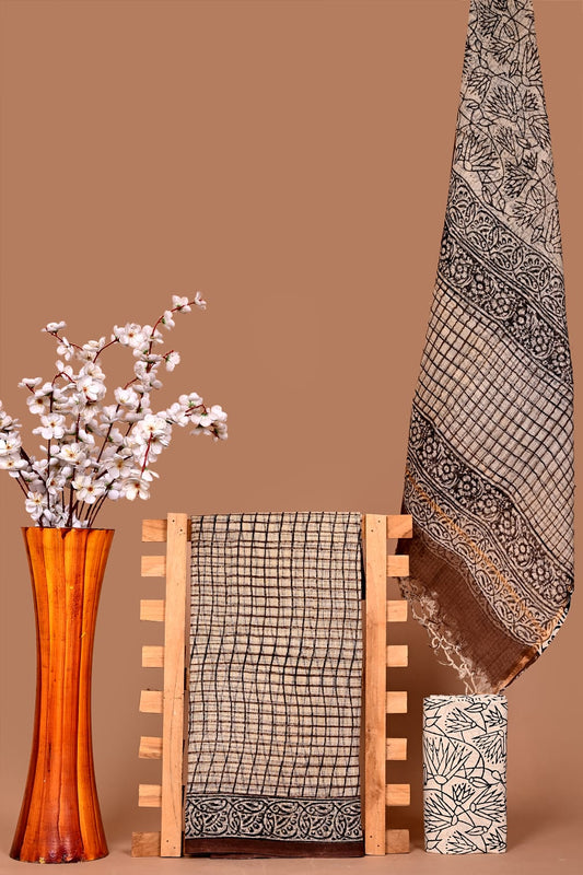 New Hand Block Printed Kota Cotton Dress Material Set
