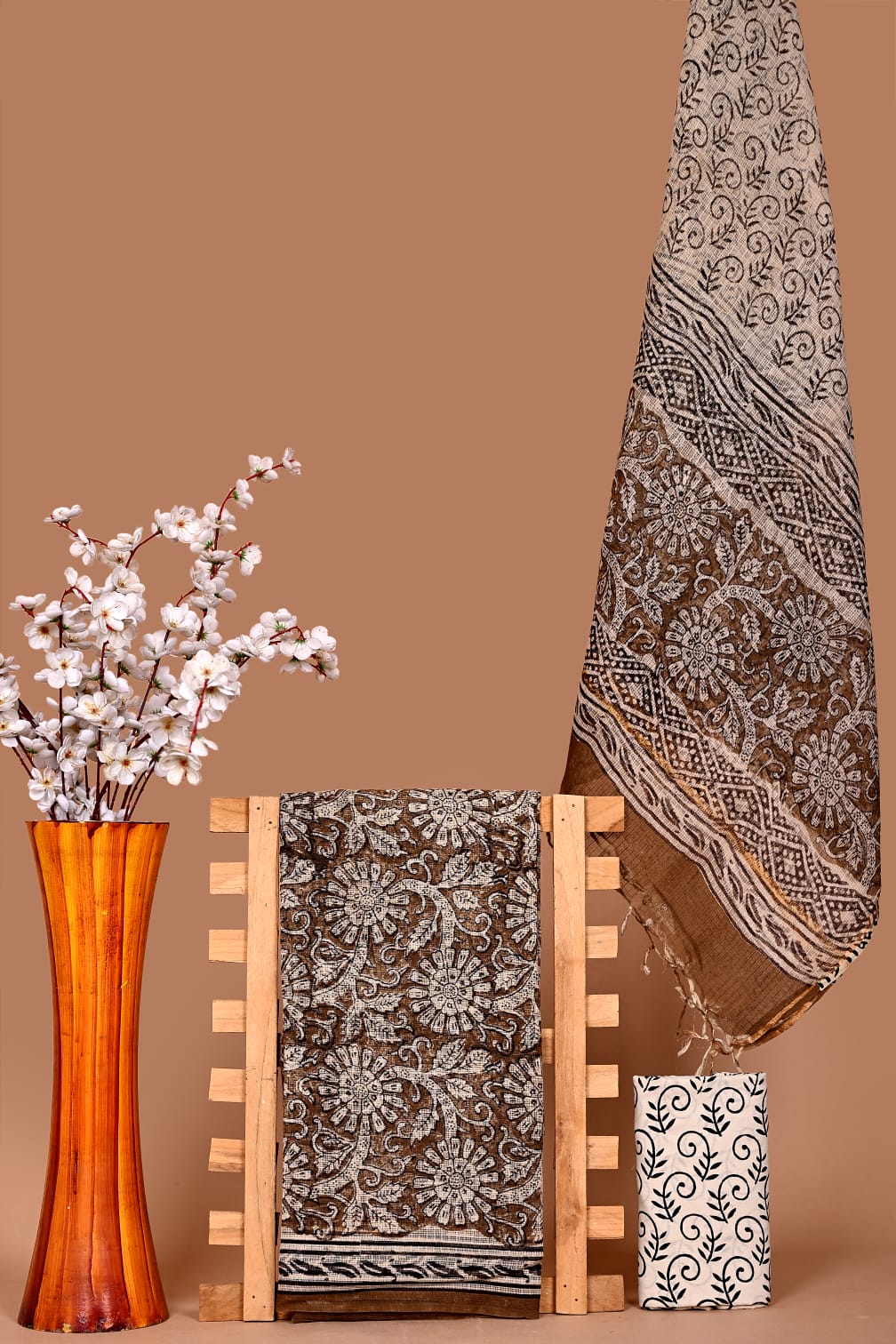 Designer Hand Block Printed Kota Cotton Suit Fabric Set