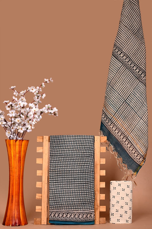 New Hand Block Printed Kota Cotton Dress Material Set