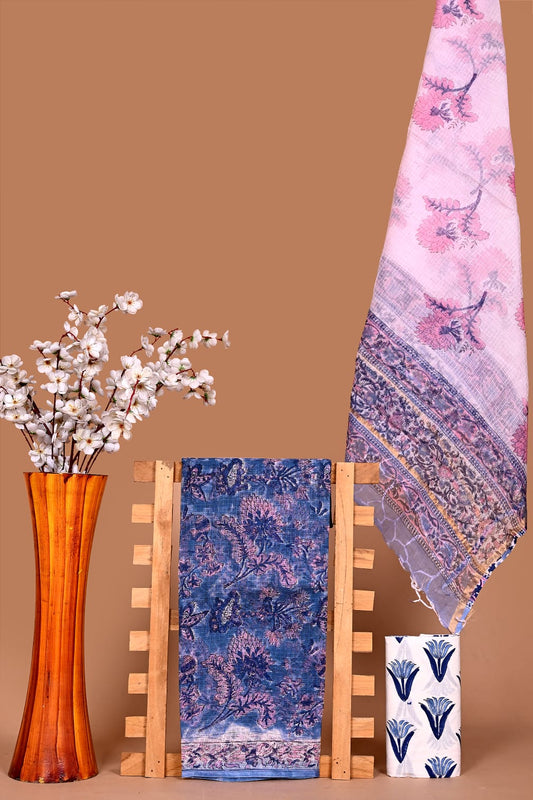 Elegant Hand Block Printed Kota Cotton Suit Material