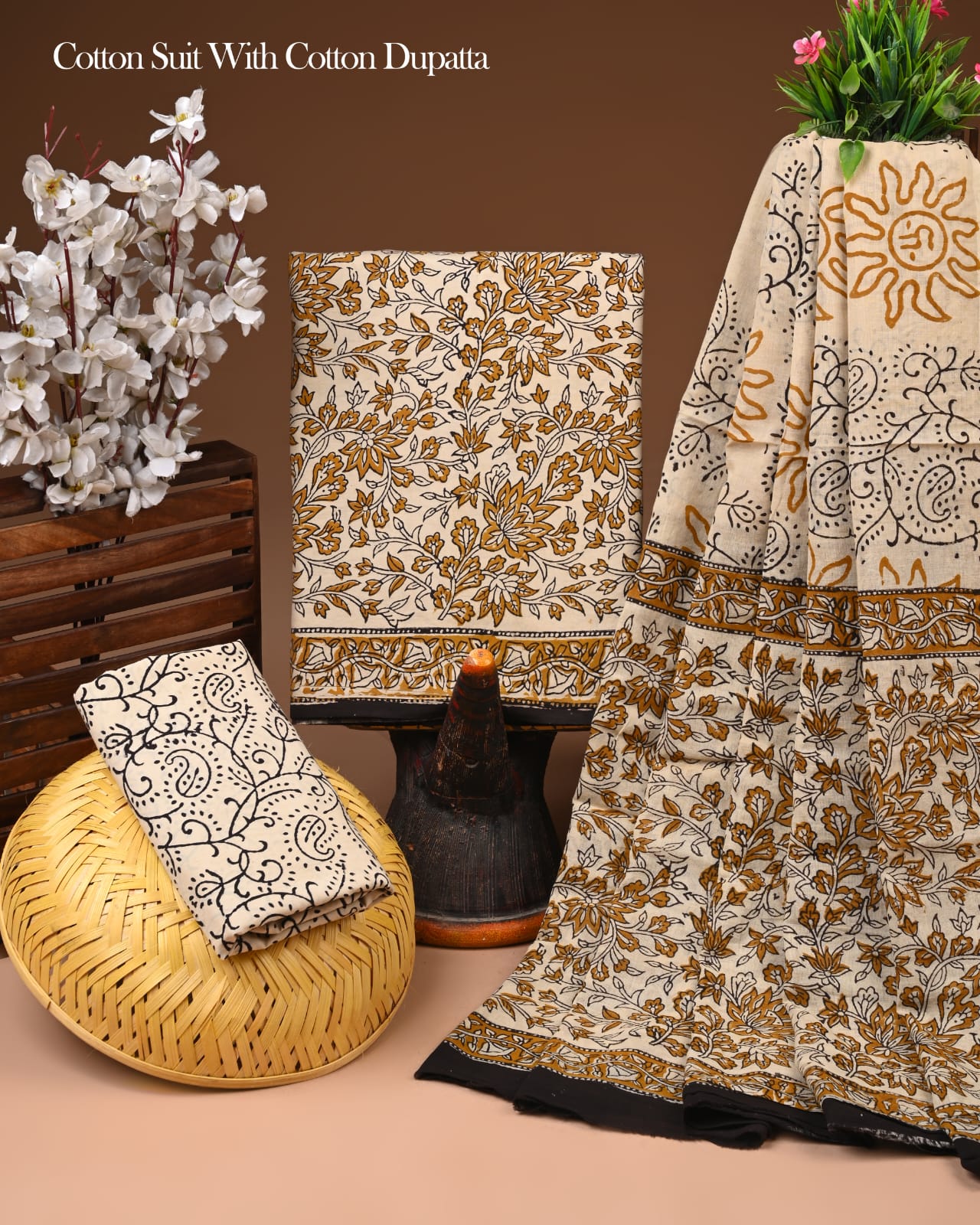 Sanganeri Hand Block Print Cotton Suit Set for Women