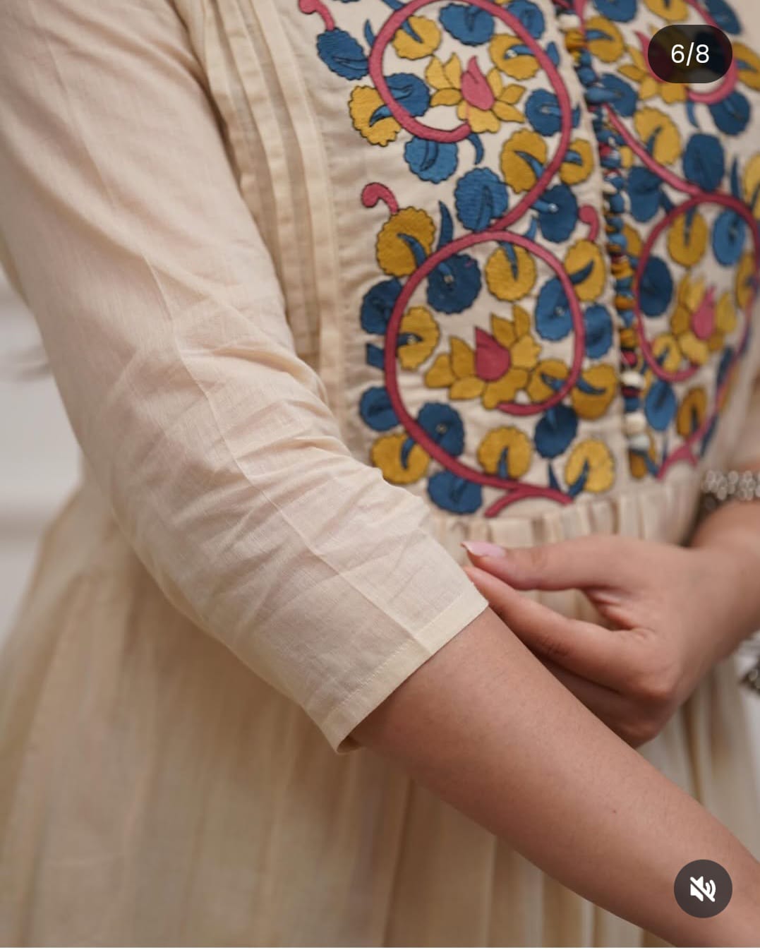 Elegant Cream Embroidered Cotton Suit Set with Printed Dupatta