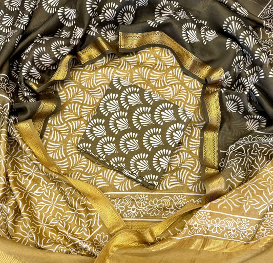 Pure Maheshwari Silk Unstitched Suit