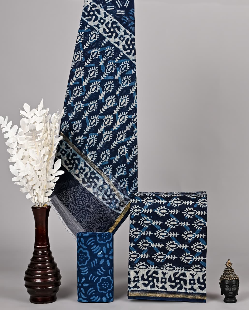 Royal Hand Block Print Chanderi Silk Suit Set