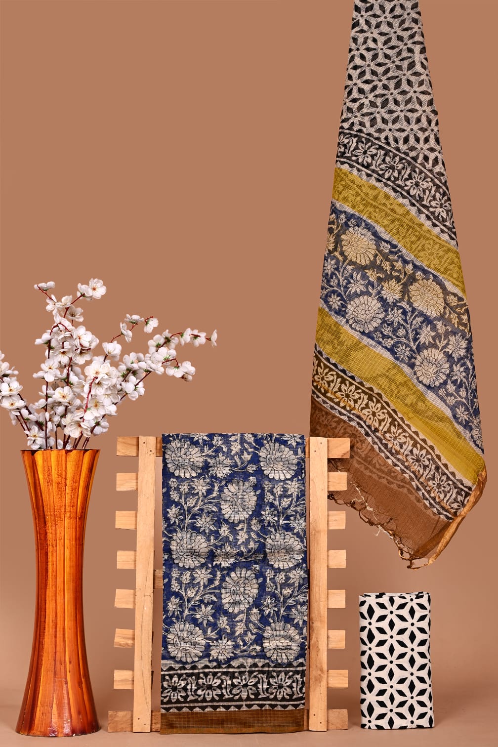Designer Hand Block Printed Kota Cotton Suit Fabric Set