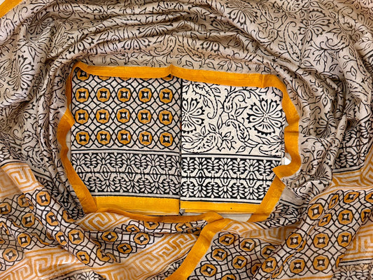 Exclusive Hand Block Print Chanderi Silk Suit Set