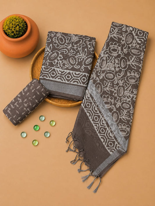 Hand Block Print Lilen Suit With Lilen Dupatta