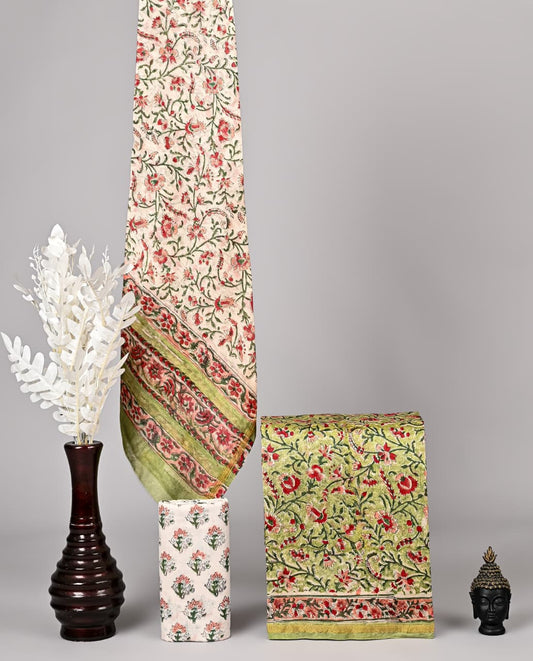 Exclusive Hand Block Print Chanderi Silk Suit