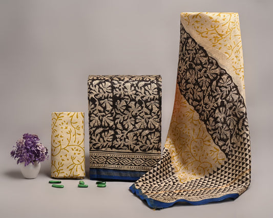 Premium Hand Block Printed Chanedri Silk Suit