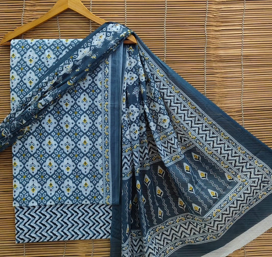 Organic Cotton Suit with Mulmul Dupatta