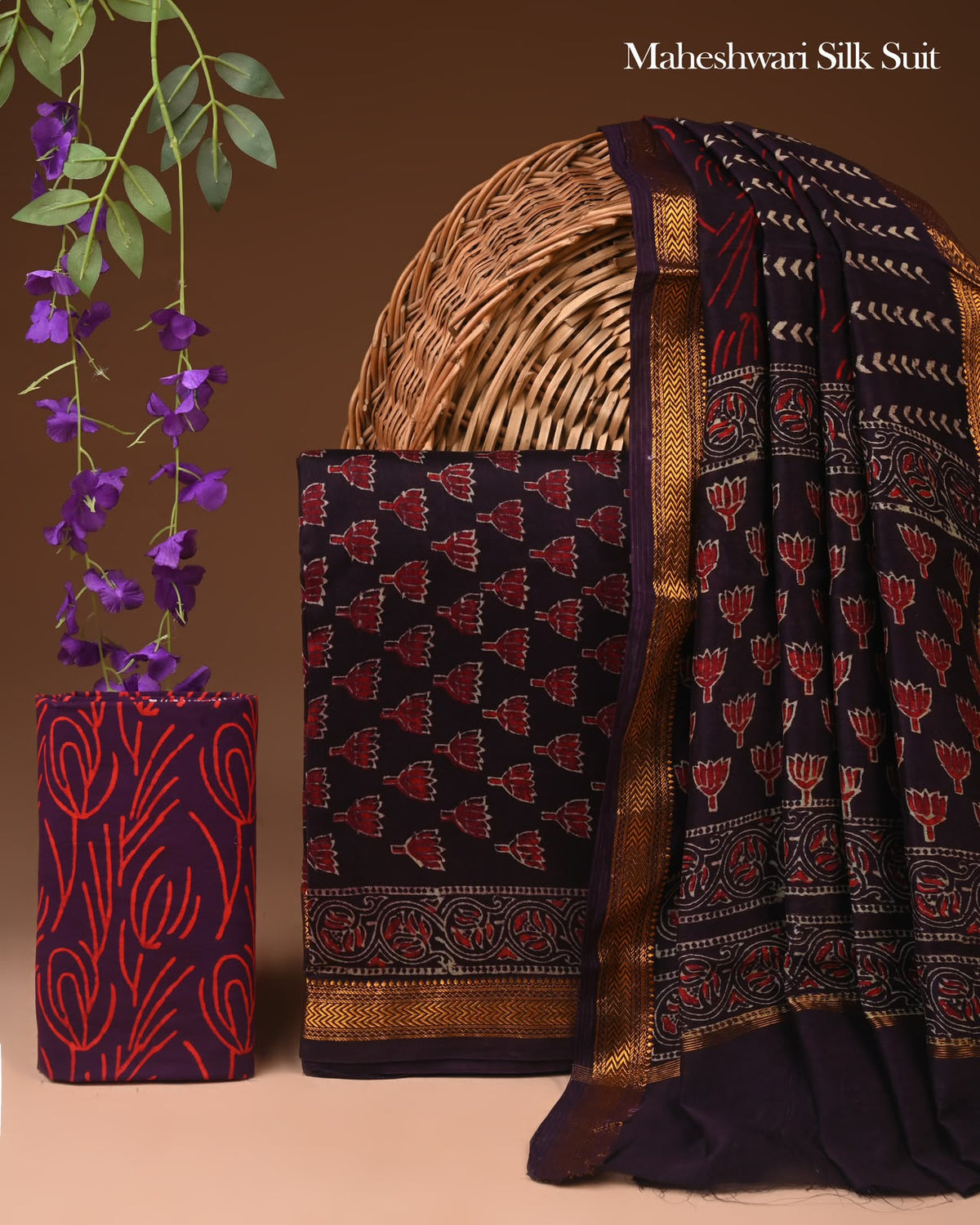 Luxury Maheshwari Silk Suit Set