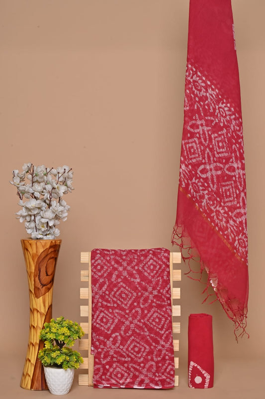 Designer Hand Block Printed Kota Cotton Suit Fabric Set