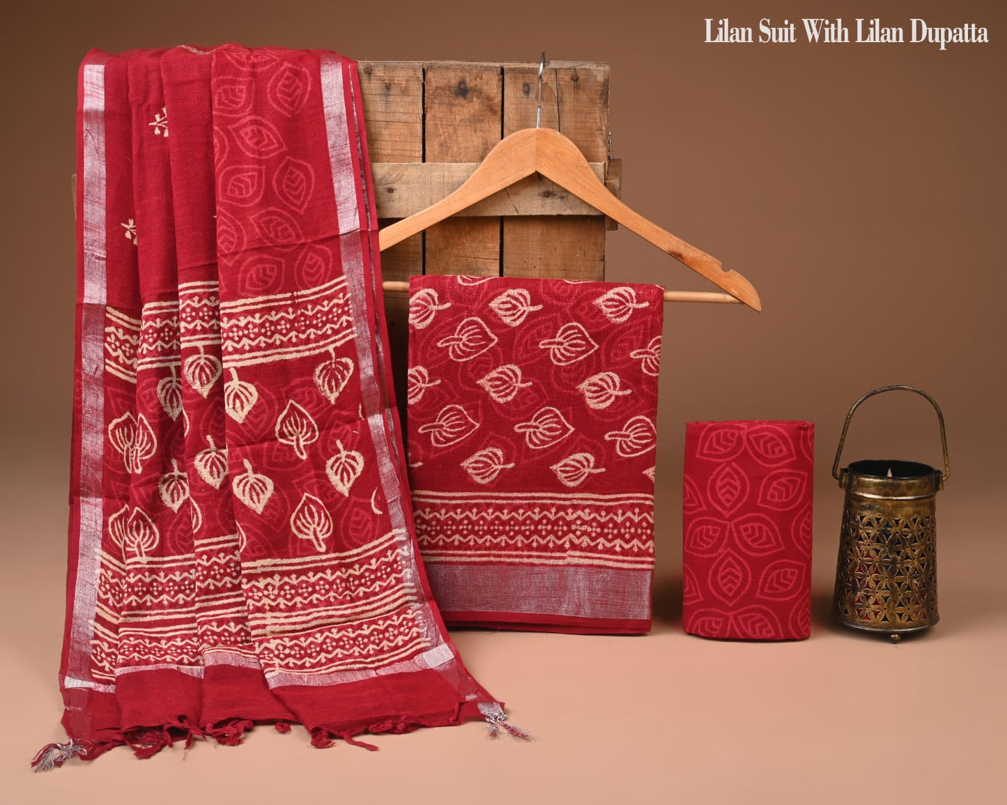 Bagru Hand Printed Lilen Suit With Lilne Dupatta