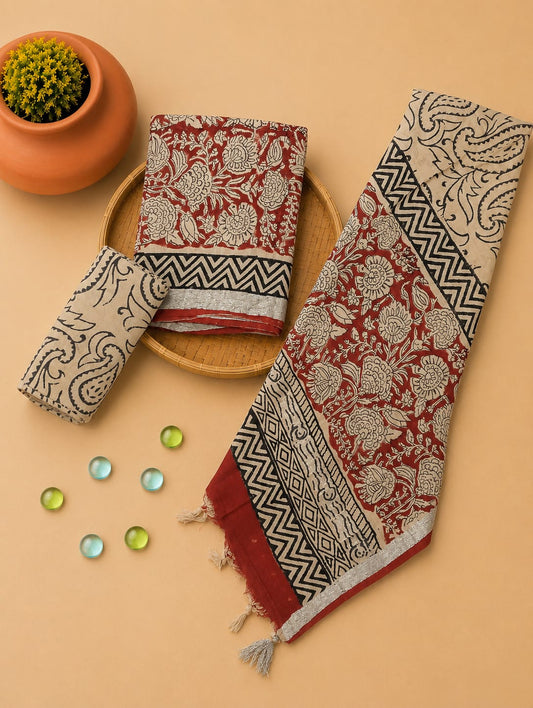 Premium Hand Block Print Lilen Suit With Lilen Dupatta