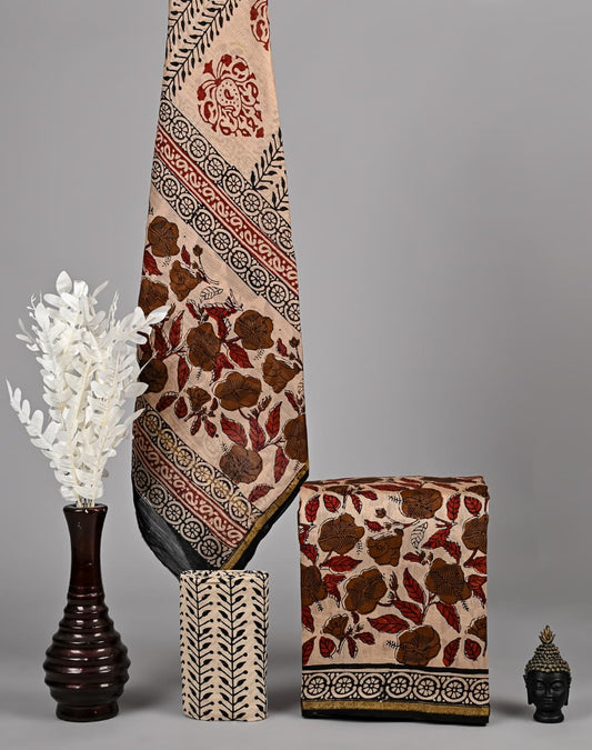 Sanganeri Hand Print Chanderi Silk Suit Set
