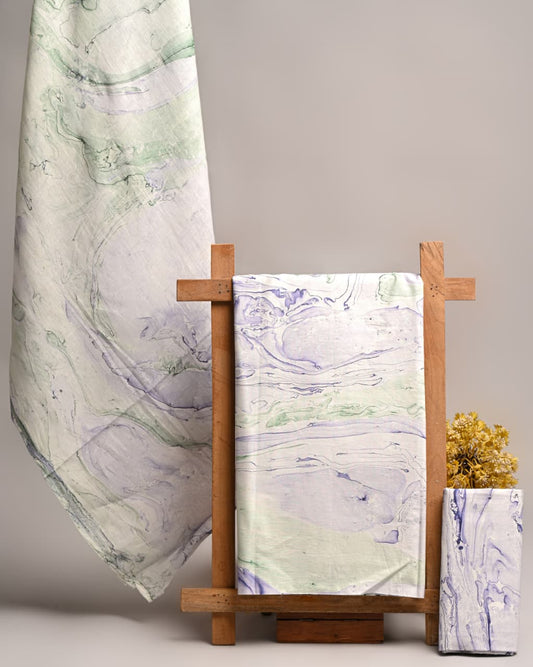 Hand Block Print Cotton Suit Set With Mulmul Dupatta